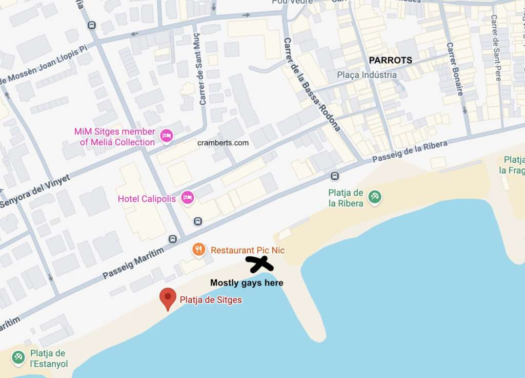Map of the location of Playa de Sitges