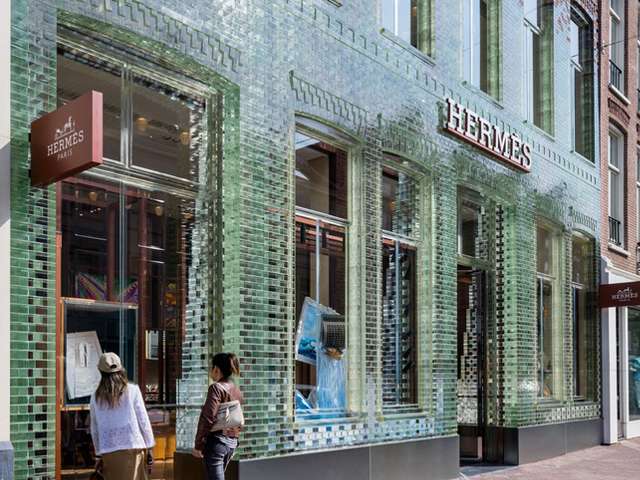 Hermes pc hooftstraat amsterdam with it's glass brick frontage